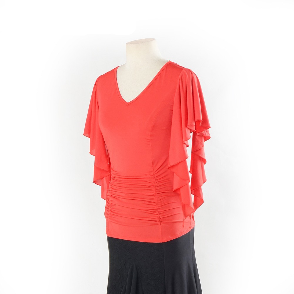 V-Neck Practice Top with Rouching and Short Flutter Sleeves Available in 3 Colors and Sizes S-XL PRA 248