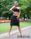 Senga Dancewear REEL Black Latin Practice Skirt with Two Rows of Fringe and Double Slits Pra966 in Stock