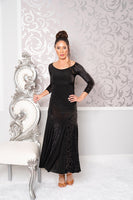 Long Velvet Mermaid Ballroom Practice Skirt by Dance America S211
