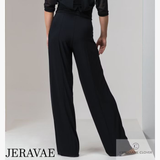 Chrisanne Clover Vogue Black Latin or Ballroom Practice Dance Trousers with Attached Belt Tie and Seamed Lines Pra947 in Stock