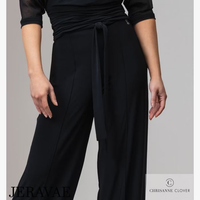 Chrisanne Clover Vogue Black Latin or Ballroom Practice Dance Trousers with Attached Belt Tie and Seamed Lines Pra947 in Stock